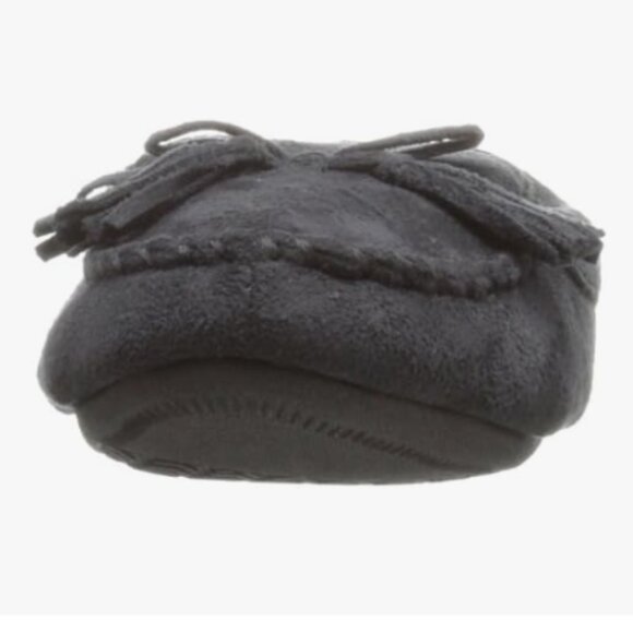 NEW Isotoner Women's Woodlands Hoodback Moccasin with Fur, Black, SM 5-6 - Picture 2 of 5